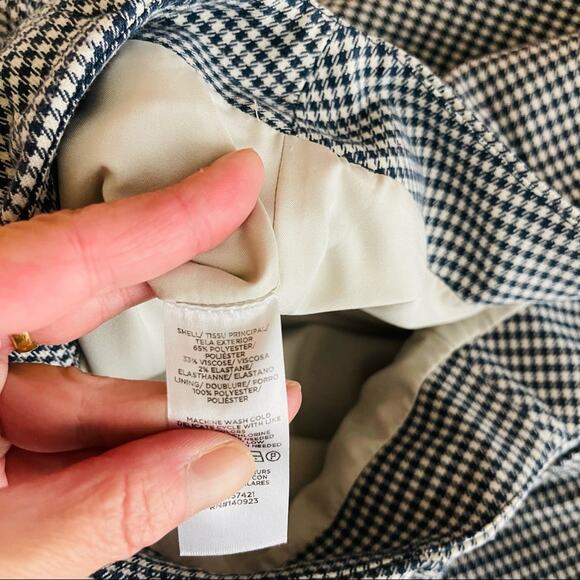 Loft blue white houndstooth check preppy academia office skirt - Picture 7 of 7